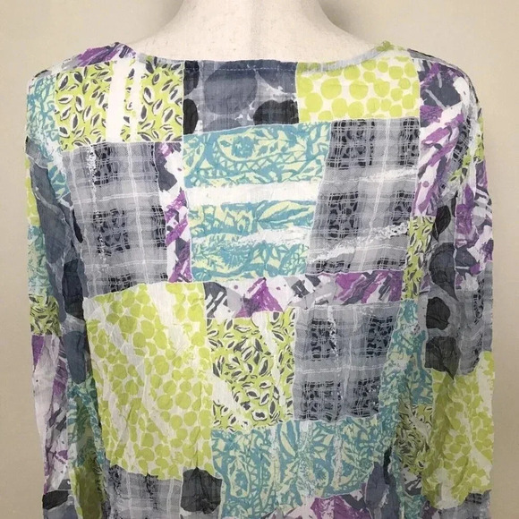 Chalet Et Ceci Womens Size Medium Long Sleeve Top Crinkled Lagenlook Art to Wear - Picture 7 of 16